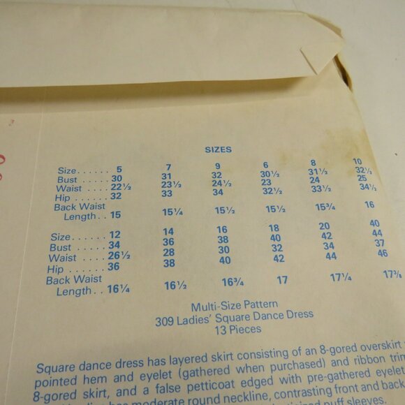 VTG Authenic Pattern Inc #309 Large Full Square Dancing Circle Skirt Pointed Hem - Picture 10 of 12